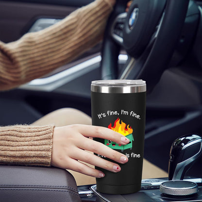 Funny Fox Tumbler 20oz | Oh For Fox Sake Insulated Coffee Mug with Straw and Brush | Double Wall Vacuum Stainless Steel | Leak Resistant Travel Cup for Car Office | Cute Gifts for Foxes Lovers Women