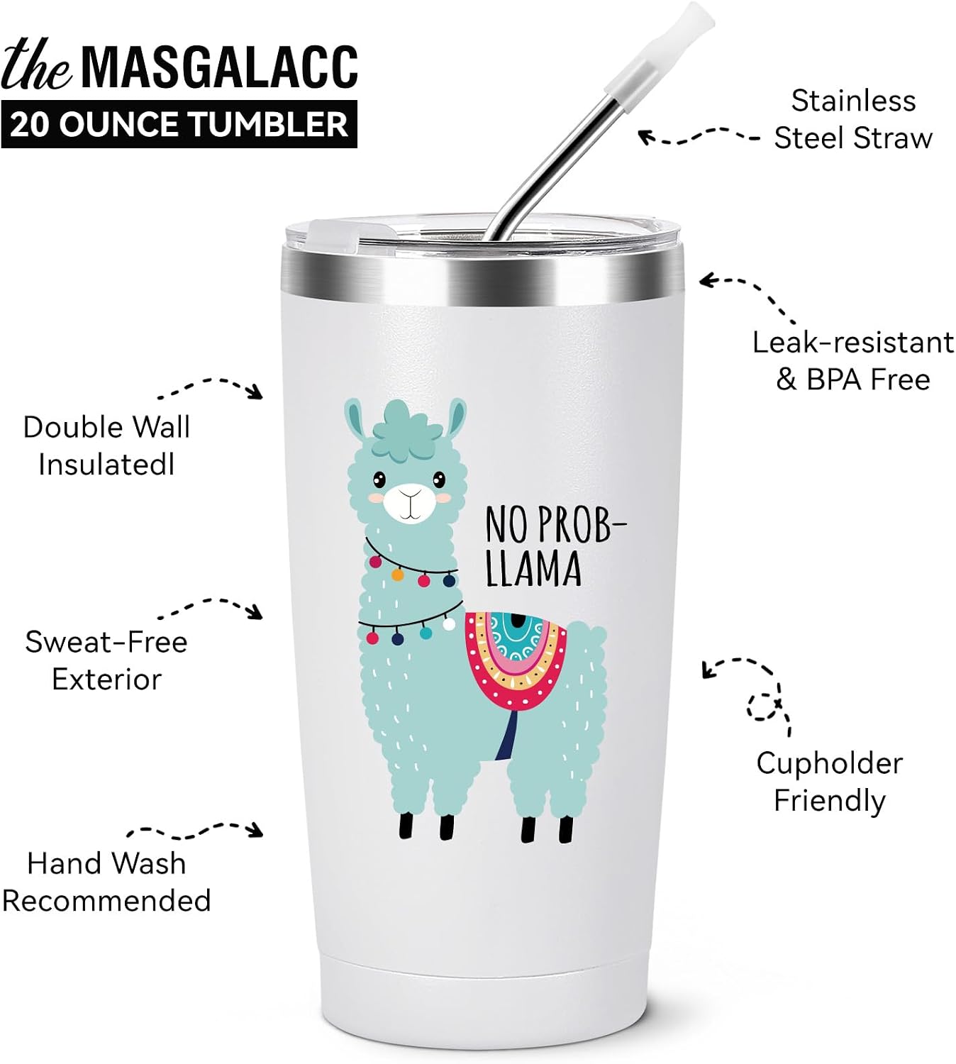 Funny Fox Tumbler 20oz | Oh For Fox Sake Insulated Coffee Mug with Straw and Brush | Double Wall Vacuum Stainless Steel | Leak Resistant Travel Cup for Car Office | Cute Gifts for Foxes Lovers Women