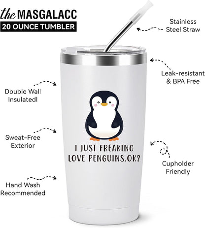 Funny Fox Tumbler 20oz | Oh For Fox Sake Insulated Coffee Mug with Straw and Brush | Double Wall Vacuum Stainless Steel | Leak Resistant Travel Cup for Car Office | Cute Gifts for Foxes Lovers Women