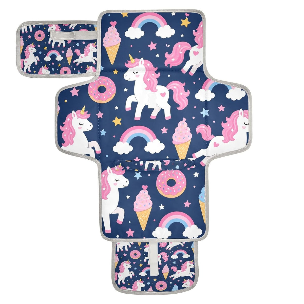 Unicorns Rainbow Pattern Portable Diaper Changing Pad for Park
