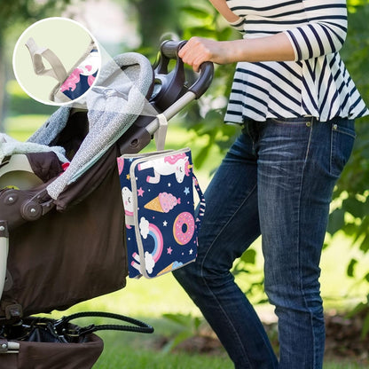 Unicorns Rainbow Pattern Portable Diaper Changing Pad for Park