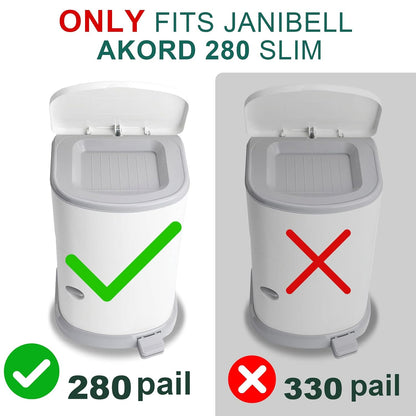 8 Pack Adult Diaper Liner Refills,Diaper Pail Refill Bags Compatible with Janibell Akord 280 Slim Model Adult Diaper Disposal System Powerful Odor Resistant,Plant Scent (NOT Compatible with 330 Pail)