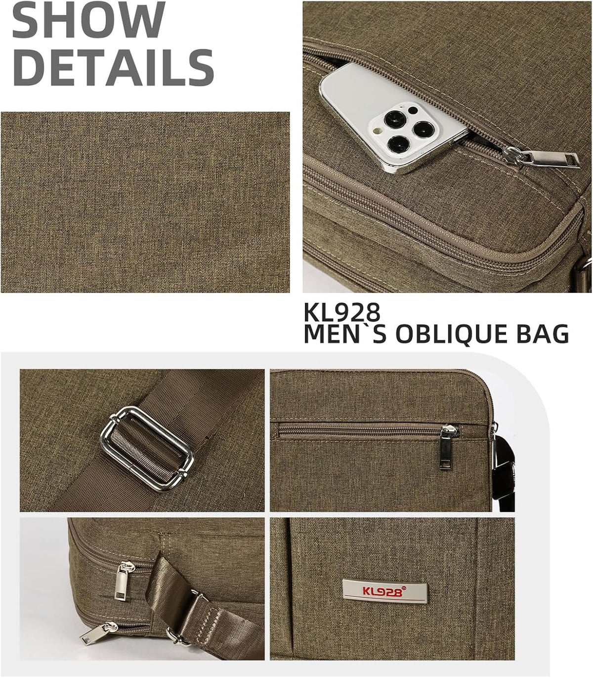 Men's Messenger Bag - Crossbody Shoulder Bags Travel Bag Man Purse Casual Sling Pack for Work Business