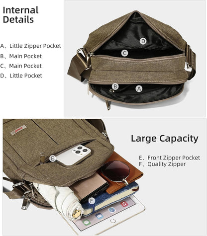 Men's Messenger Bag - Crossbody Shoulder Bags Travel Bag Man Purse Casual Sling Pack for Work Business