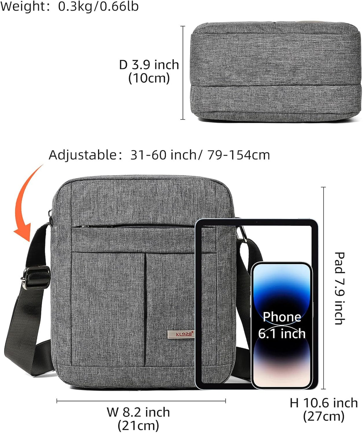 Men's Messenger Bag - Crossbody Shoulder Bags Travel Bag Man Purse Casual Sling Pack for Work Business