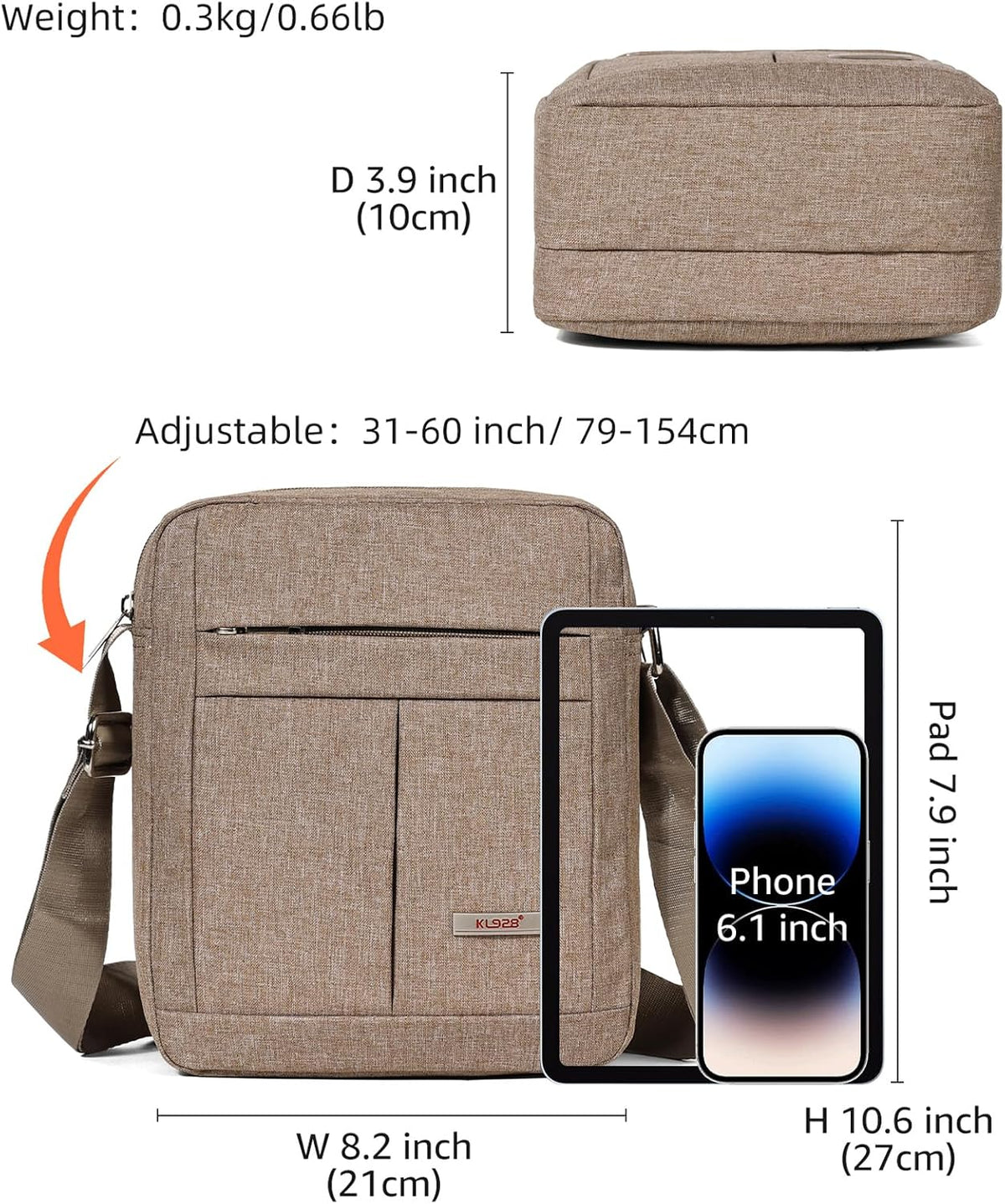 Men's Messenger Bag - Crossbody Shoulder Bags Travel Bag Man Purse Casual Sling Pack for Work Business