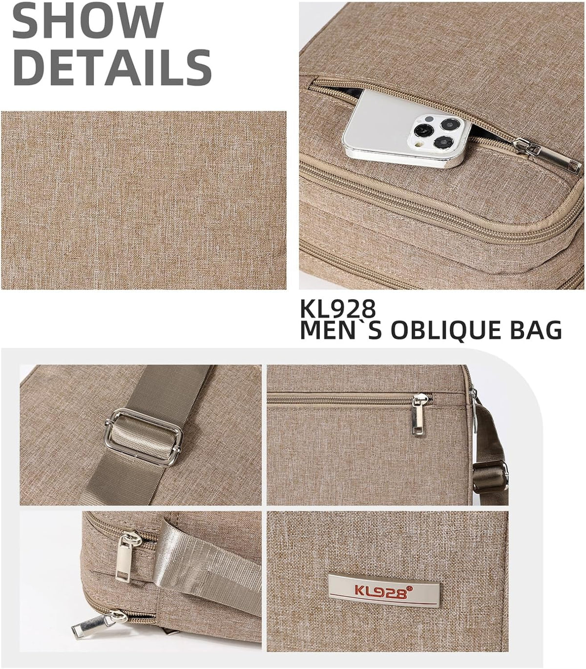 Men's Messenger Bag - Crossbody Shoulder Bags Travel Bag Man Purse Casual Sling Pack for Work Business