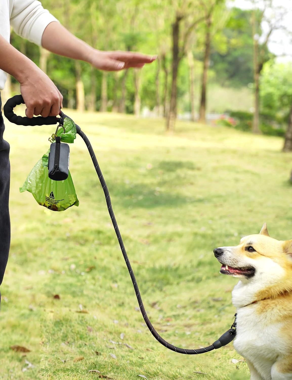 Dog Poop Bag Holder with Used Bag Carrier(Black)