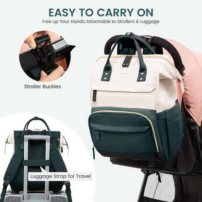 Diaper Bag Backpack, Baby Bag with Changing Station, Large Diaper Backpack for Mom Dads, Waterproof Mommy Bag for Boy and Girl, Travel Essential Baby Shower, Black-Beige