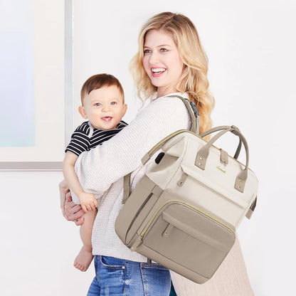 Diaper Bag Backpack, Baby Bag with Changing Station, Large Diaper Backpack for Mom Dads, Waterproof Mommy Bag for Boy and Girl, Travel Essential Baby Shower, Black-Beige