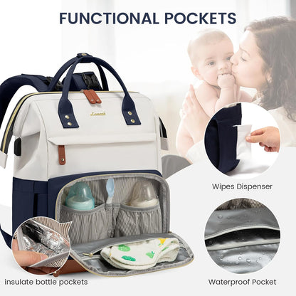 Diaper Bag Backpack, Baby Bag with Changing Station, Large Diaper Backpack for Mom Dads, Waterproof Mommy Bag for Boy and Girl, Travel Essential Baby Shower, Black-Beige