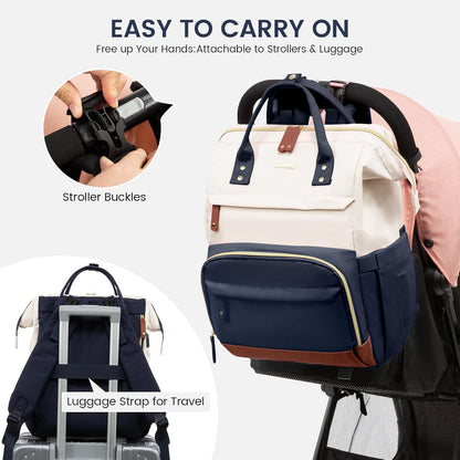 Diaper Bag Backpack, Baby Bag with Changing Station, Large Diaper Backpack for Mom Dads, Waterproof Mommy Bag for Boy and Girl, Travel Essential Baby Shower, Black-Beige