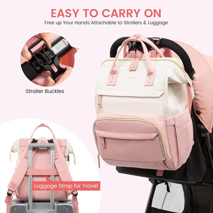 Diaper Bag Backpack, Baby Bag with Changing Station, Large Diaper Backpack for Mom Dads, Waterproof Mommy Bag for Boy and Girl, Travel Essential Baby Shower, Black-Beige