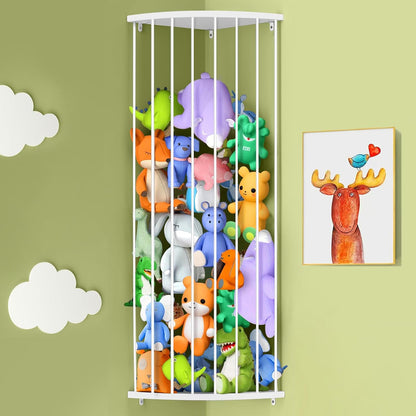 Corner Stuffed Animal Storage Shelf Sleek White - Adjustable Height (44"-71") | Durable Hanging Stuffed Animal Toy Plush Organizer for Modern Nursery, Kids' Bedroom & Playroom