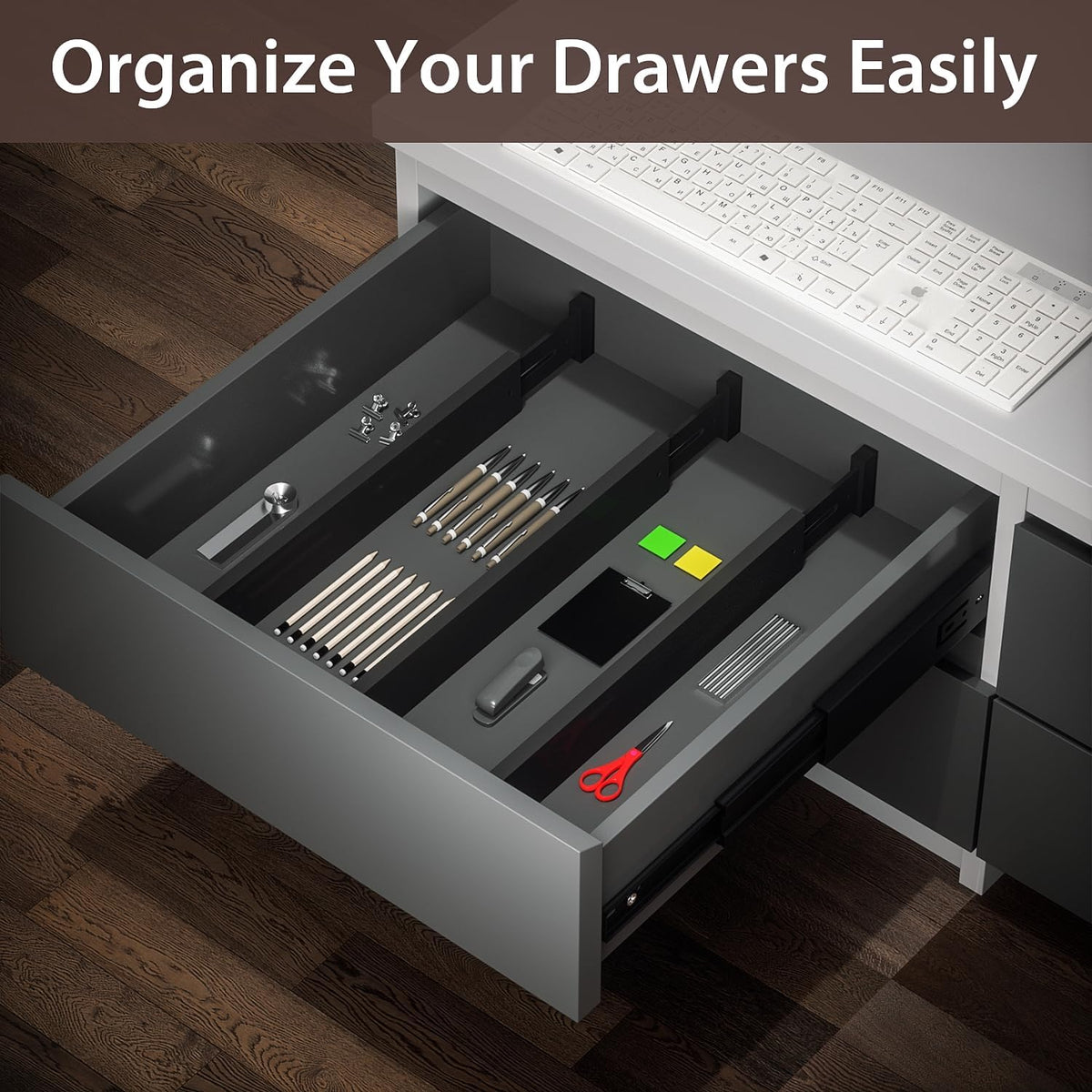 4 Pack Bamboo Drawer Dividers 17-22" Adjustable Kitchen Organizer, Natural