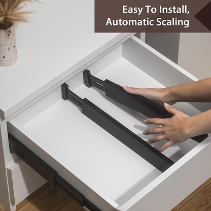 4 Pack Bamboo Drawer Dividers 17-22" Adjustable Kitchen Organizer, Natural