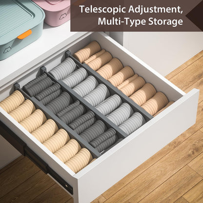 4 Pack Bamboo Drawer Dividers 17-22" Adjustable Kitchen Organizer, Natural
