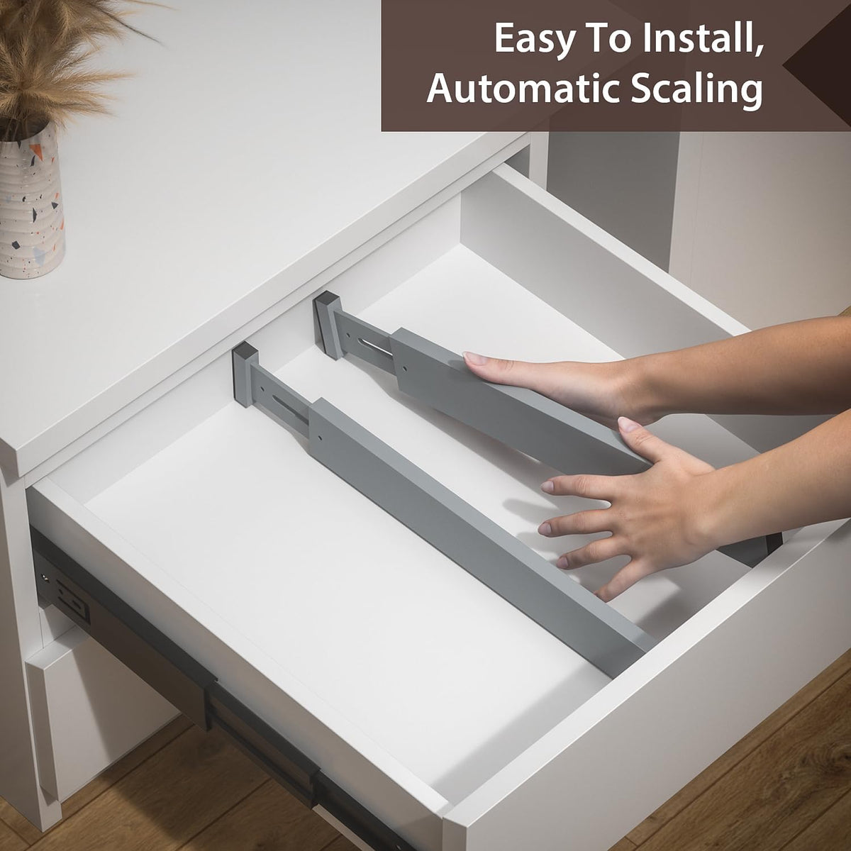 4 Pack Bamboo Drawer Dividers 17-22" Adjustable Kitchen Organizer, Natural