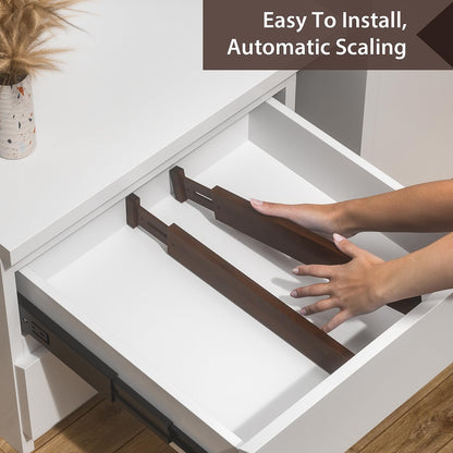 4 Pack Bamboo Drawer Dividers 17-22" Adjustable Kitchen Organizer, Natural