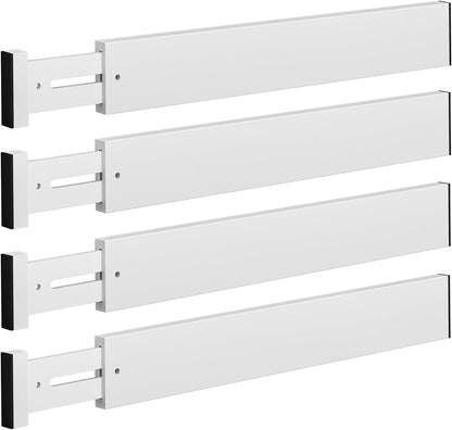 4 Pack Bamboo Drawer Dividers 17-22" Adjustable Kitchen Organizer, Natural