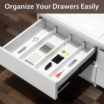 4 Pack Bamboo Drawer Dividers 17-22" Adjustable Kitchen Organizer, Natural