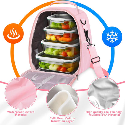 Insulated Lunch Bag for Man & Women with Adjustable Shoulder Strap - Compatible with 30/40 OZ Stanley Cups, Leakproof Cooler Lunch Tote Bag for Office, Work, Travel, Picnic (Black)