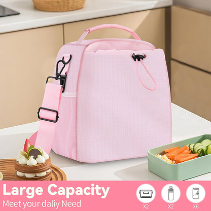 Insulated Lunch Bag for Man & Women with Adjustable Shoulder Strap - Compatible with 30/40 OZ Stanley Cups, Leakproof Cooler Lunch Tote Bag for Office, Work, Travel, Picnic (Black)
