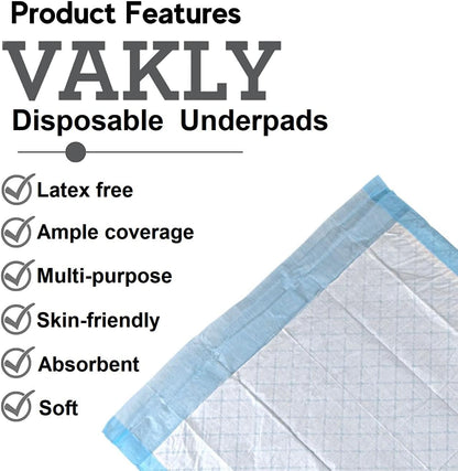 Disposable Underpads 17x24 in Absorbent Incontinence Pee Pads 25 Pk