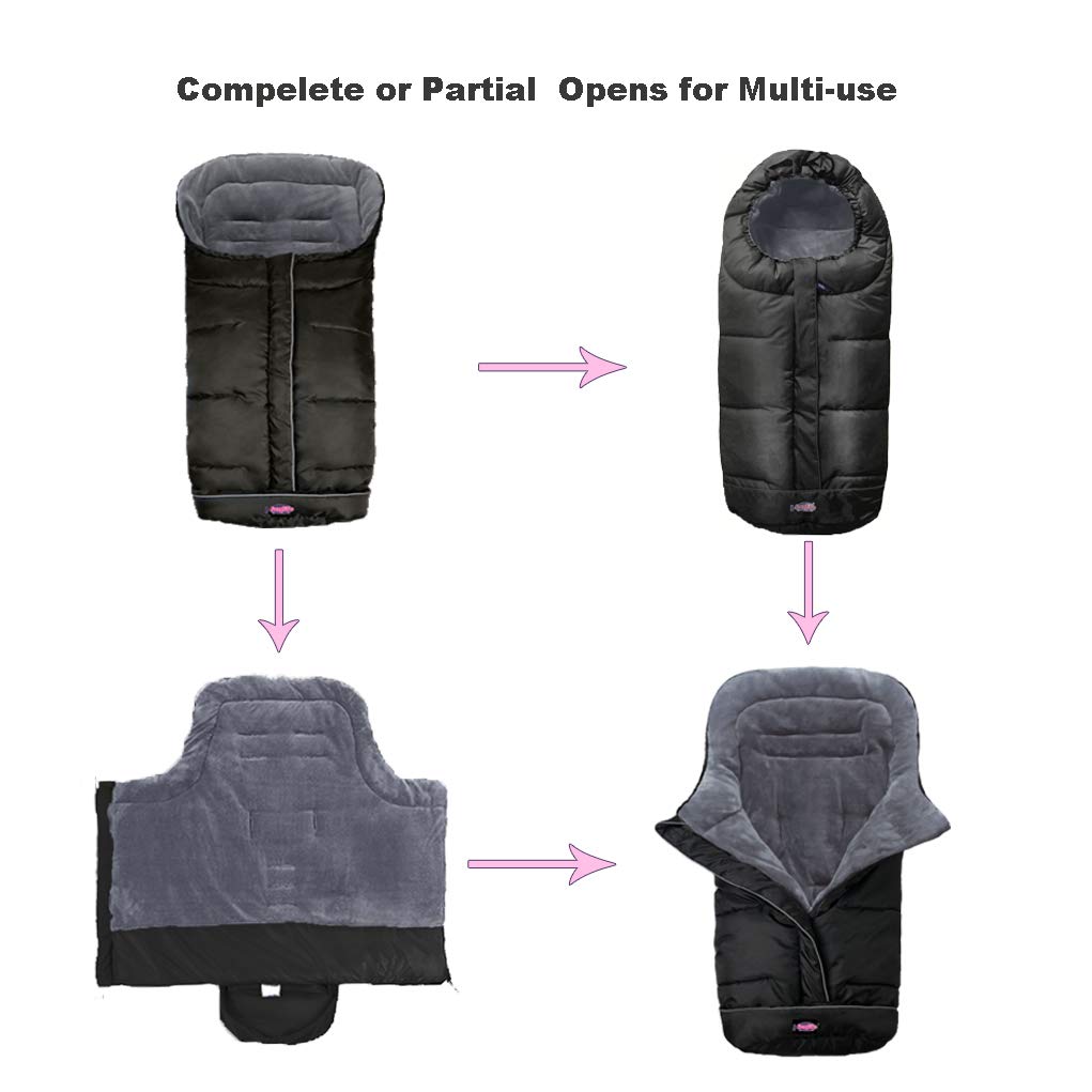 Go 3-Seasons Water Repellent Stroller Footmuff, Baby Cozy Toe Pushchair Sleeping Bag Toddler,Winter Outdoor Tour Stroller Bunting Bag