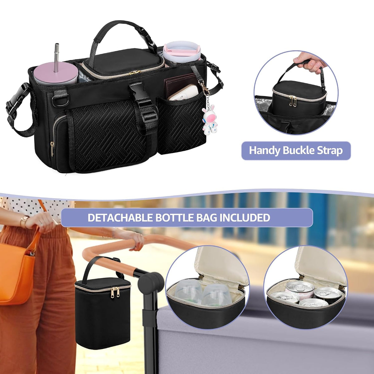 Parent Console Stroller Organizer, Wagon Stroller Caddy Organizer
