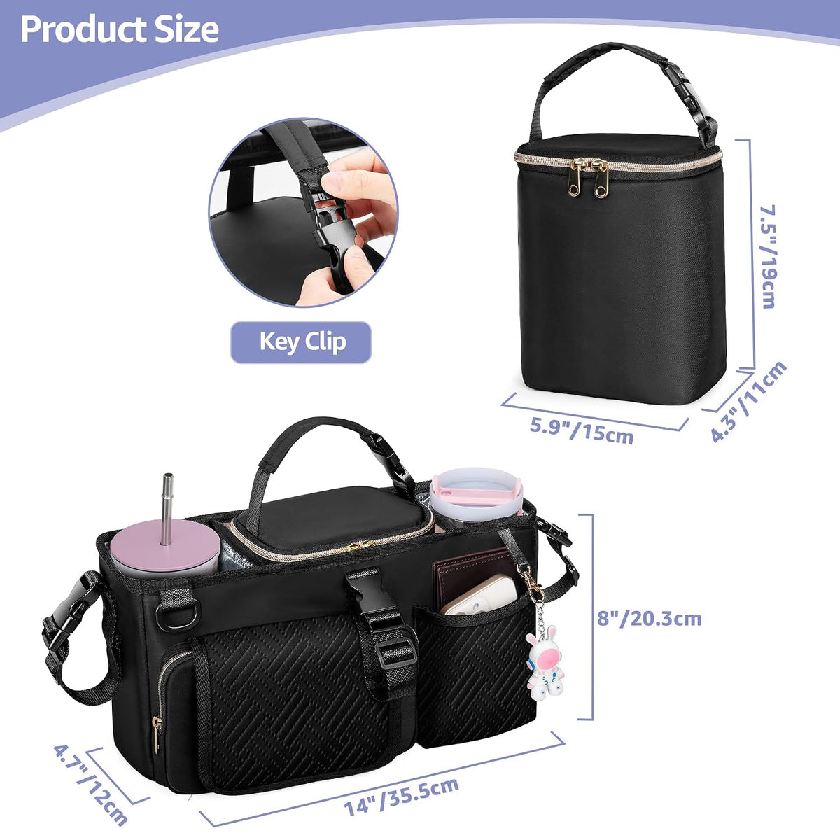 Parent Console Stroller Organizer, Wagon Stroller Caddy Organizer