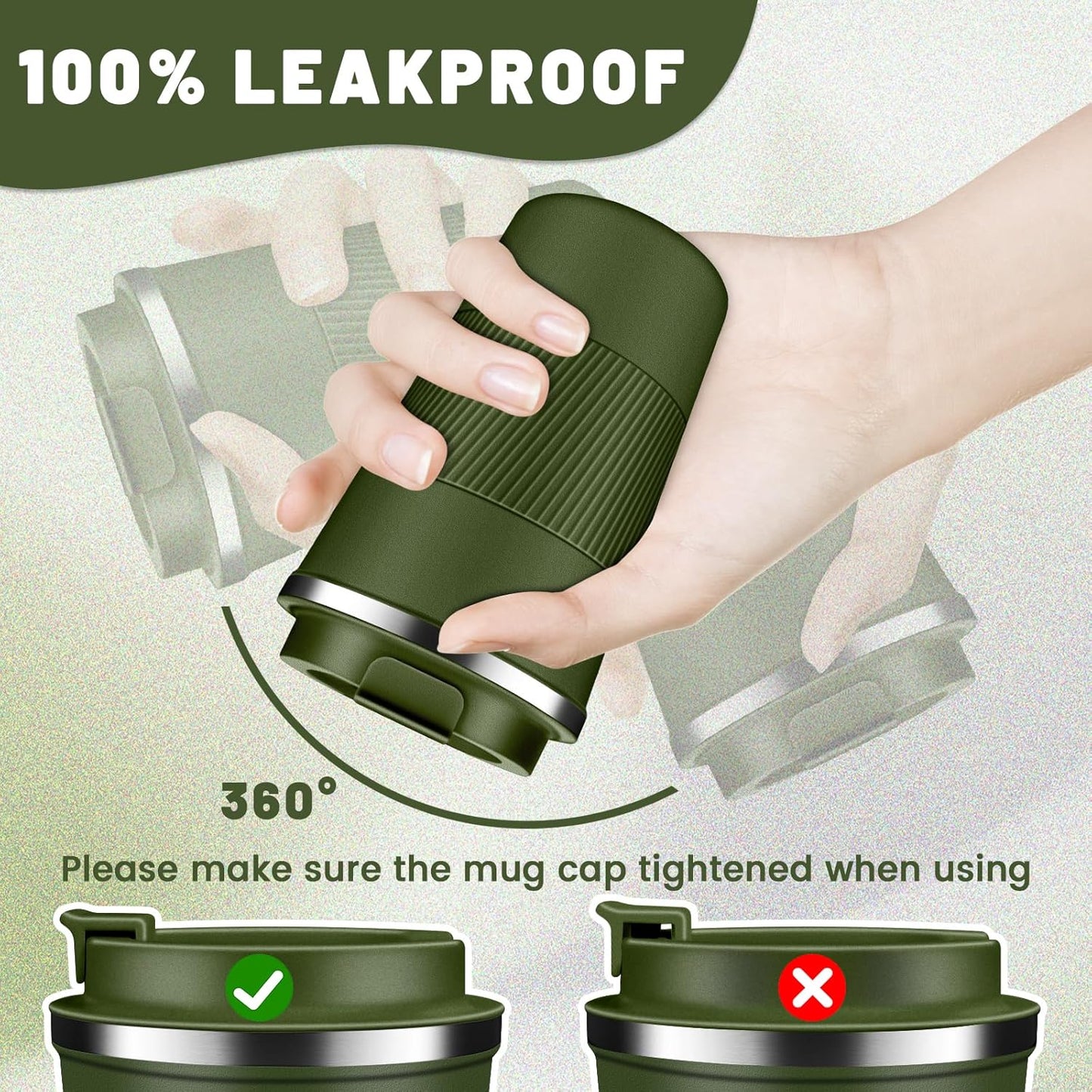 Insulated Coffee Tumblers with Flip Lid 12oz / 17oz, Stainless Steel Coffee Mug Leak Proof, Vacuum Insulated Coffee Mug Reusable Cup, Keeps Cold and Hot for Coffee Tea