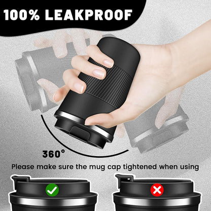 Insulated Coffee Tumblers with Flip Lid 12oz / 17oz, Stainless Steel Coffee Mug Leak Proof, Vacuum Insulated Coffee Mug Reusable Cup, Keeps Cold and Hot for Coffee Tea