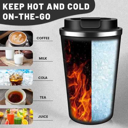 Insulated Coffee Tumblers with Flip Lid 12oz / 17oz, Stainless Steel Coffee Mug Leak Proof, Vacuum Insulated Coffee Mug Reusable Cup, Keeps Cold and Hot for Coffee Tea