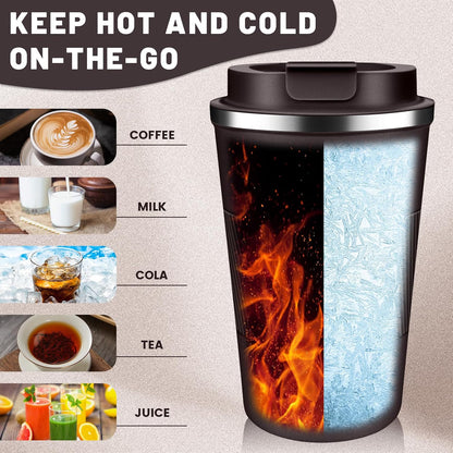 Insulated Coffee Tumblers with Flip Lid 12oz / 17oz, Stainless Steel Coffee Mug Leak Proof, Vacuum Insulated Coffee Mug Reusable Cup, Keeps Cold and Hot for Coffee Tea