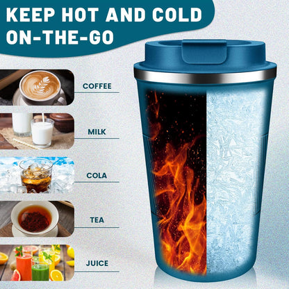 Insulated Coffee Tumblers with Flip Lid 12oz / 17oz, Stainless Steel Coffee Mug Leak Proof, Vacuum Insulated Coffee Mug Reusable Cup, Keeps Cold and Hot for Coffee Tea
