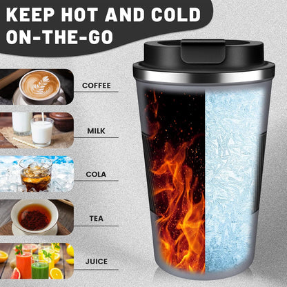 Insulated Coffee Tumblers with Flip Lid 12oz / 17oz, Stainless Steel Coffee Mug Leak Proof, Vacuum Insulated Coffee Mug Reusable Cup, Keeps Cold and Hot for Coffee Tea