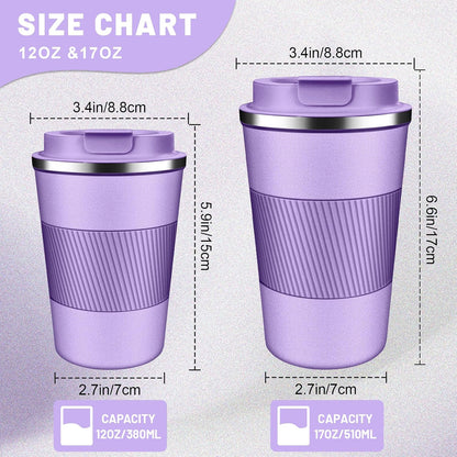 Insulated Coffee Tumblers with Flip Lid 12oz / 17oz, Stainless Steel Coffee Mug Leak Proof, Vacuum Insulated Coffee Mug Reusable Cup, Keeps Cold and Hot for Coffee Tea