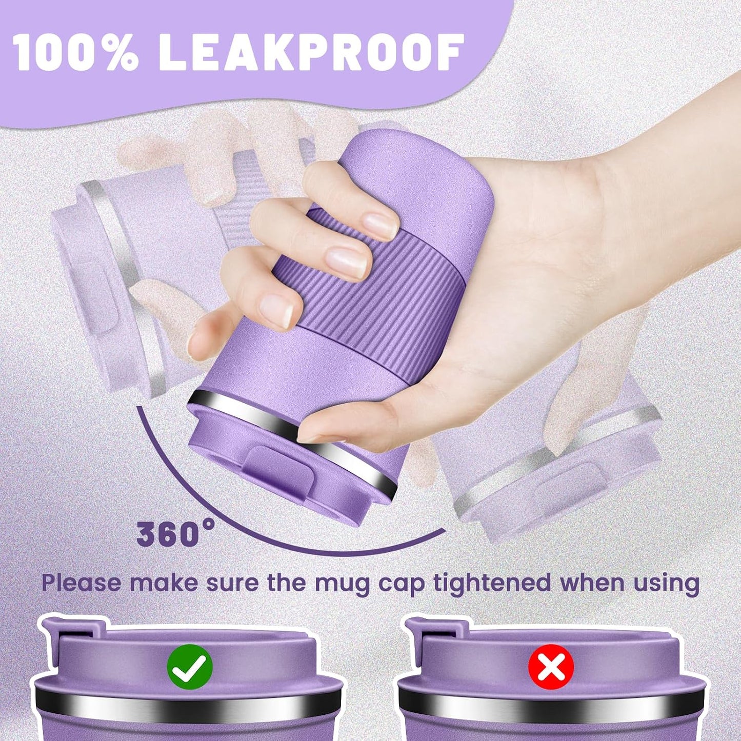 Insulated Coffee Tumblers with Flip Lid 12oz / 17oz, Stainless Steel Coffee Mug Leak Proof, Vacuum Insulated Coffee Mug Reusable Cup, Keeps Cold and Hot for Coffee Tea