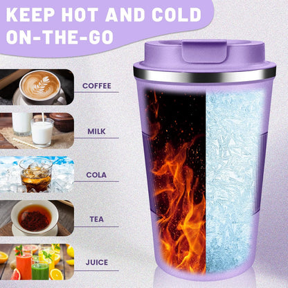 Insulated Coffee Tumblers with Flip Lid 12oz / 17oz, Stainless Steel Coffee Mug Leak Proof, Vacuum Insulated Coffee Mug Reusable Cup, Keeps Cold and Hot for Coffee Tea