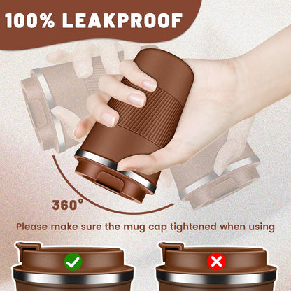 Insulated Coffee Tumblers with Flip Lid 12oz / 17oz, Stainless Steel Coffee Mug Leak Proof, Vacuum Insulated Coffee Mug Reusable Cup, Keeps Cold and Hot for Coffee Tea