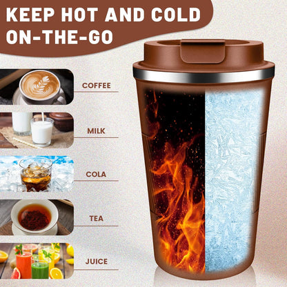 Insulated Coffee Tumblers with Flip Lid 12oz / 17oz, Stainless Steel Coffee Mug Leak Proof, Vacuum Insulated Coffee Mug Reusable Cup, Keeps Cold and Hot for Coffee Tea