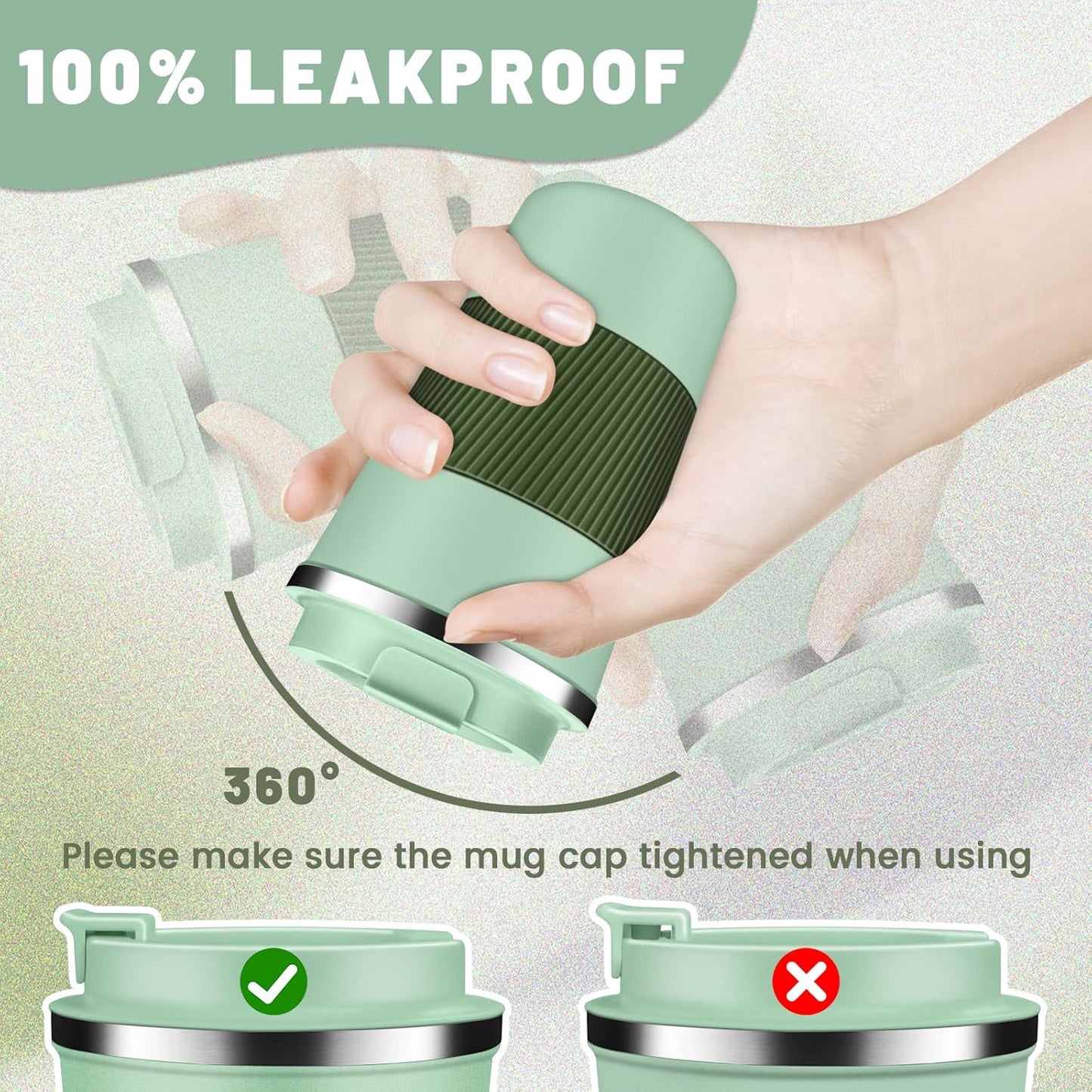 Insulated Coffee Tumblers with Flip Lid 12oz / 17oz, Stainless Steel Coffee Mug Leak Proof, Vacuum Insulated Coffee Mug Reusable Cup, Keeps Cold and Hot for Coffee Tea