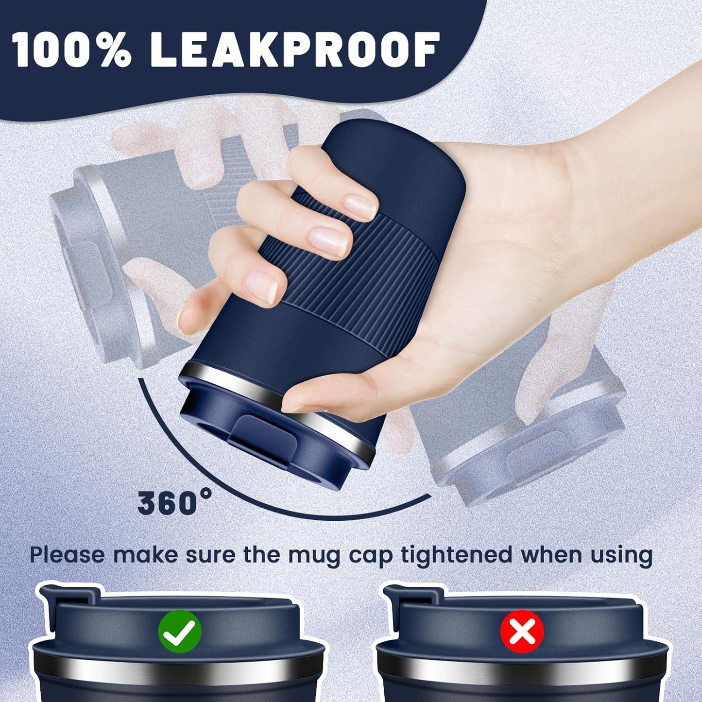 Insulated Coffee Tumblers with Flip Lid 12oz / 17oz, Stainless Steel Coffee Mug Leak Proof, Vacuum Insulated Coffee Mug Reusable Cup, Keeps Cold and Hot for Coffee Tea