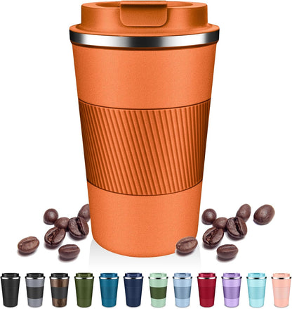 Insulated Coffee Tumblers with Flip Lid 12oz / 17oz, Stainless Steel Coffee Mug Leak Proof, Vacuum Insulated Coffee Mug Reusable Cup, Keeps Cold and Hot for Coffee Tea
