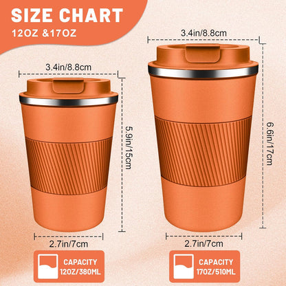Insulated Coffee Tumblers with Flip Lid 12oz / 17oz, Stainless Steel Coffee Mug Leak Proof, Vacuum Insulated Coffee Mug Reusable Cup, Keeps Cold and Hot for Coffee Tea