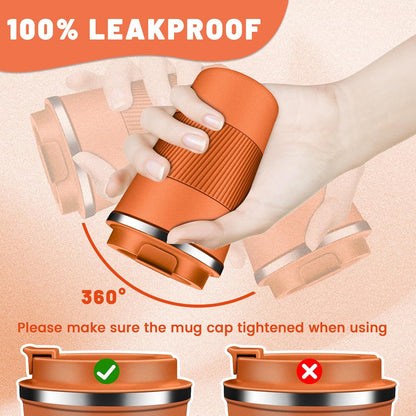 Insulated Coffee Tumblers with Flip Lid 12oz / 17oz, Stainless Steel Coffee Mug Leak Proof, Vacuum Insulated Coffee Mug Reusable Cup, Keeps Cold and Hot for Coffee Tea