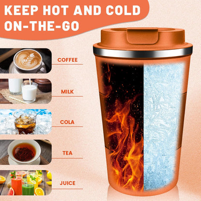 Insulated Coffee Tumblers with Flip Lid 12oz / 17oz, Stainless Steel Coffee Mug Leak Proof, Vacuum Insulated Coffee Mug Reusable Cup, Keeps Cold and Hot for Coffee Tea
