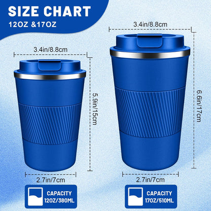 Insulated Coffee Tumblers with Flip Lid 12oz / 17oz, Stainless Steel Coffee Mug Leak Proof, Vacuum Insulated Coffee Mug Reusable Cup, Keeps Cold and Hot for Coffee Tea
