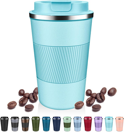 Insulated Coffee Tumblers with Flip Lid 12oz / 17oz, Stainless Steel Coffee Mug Leak Proof, Vacuum Insulated Coffee Mug Reusable Cup, Keeps Cold and Hot for Coffee Tea
